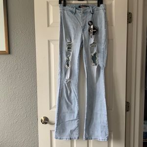 Dollhouse Jackie jeans curvy collection ultra soft stretch high rise rip flare